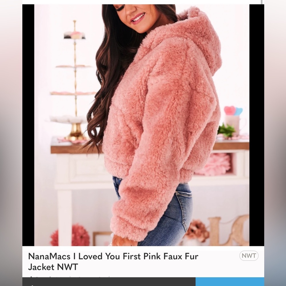 I Loved You First faux fur hooded Jacket